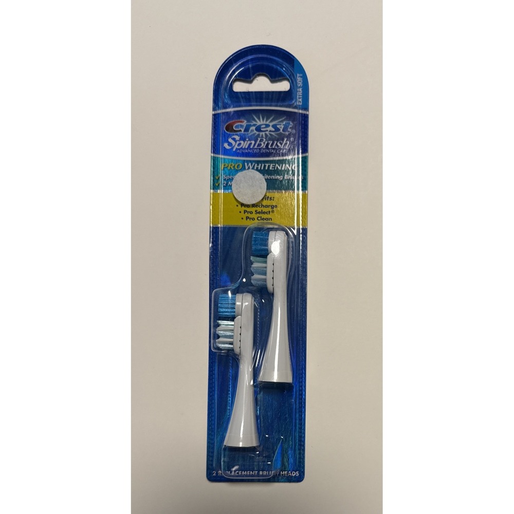 Crest Spinbrush Pro Whitening Replacement Brush Heads, 2-Pack, Extra Soft NEW